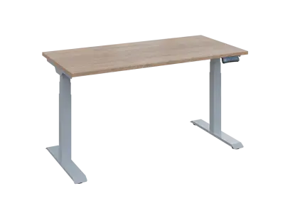 Fleximax 27-14 výškově nastavitelný stůl, kovová podnož stříbrná, deska 25 mm, široký 1400 mm, dub bardolino